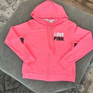 VS Pink Hot Bright Pink Zip Up Hoodie Lightweight Jacket